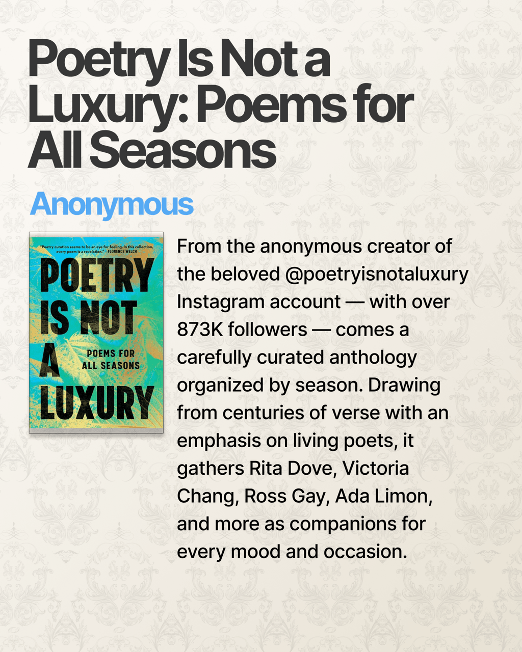 Poetry Anthologies Are Not a Luxury - Books - The Poetry Shop